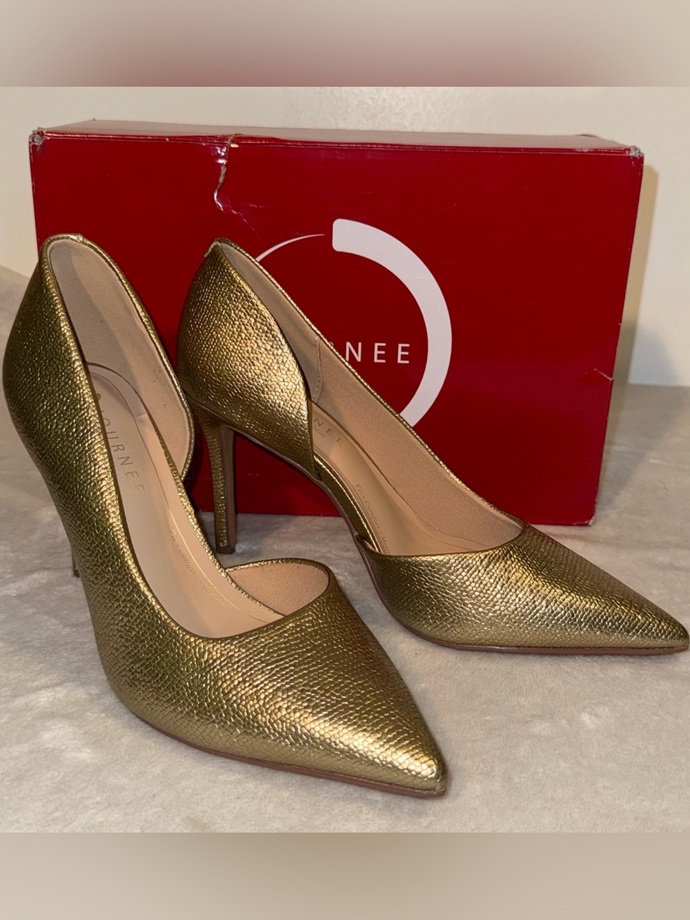 Journee Collection Metallic Gold Pointed Toe Stiletto Heels